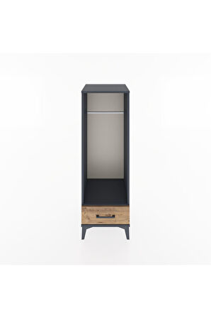 Hyperion Dolap Tek Raflı Tek Çekmeceli Tek Askılı 44x44x134 Antrasit-Çam