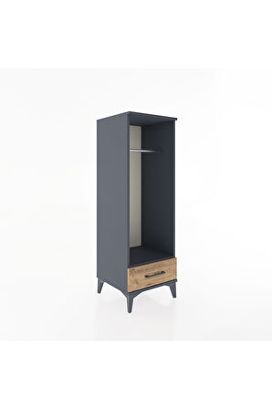 Hyperion Dolap Tek Raflı Tek Çekmeceli Tek Askılı 44x44x134 Antrasit-Çam