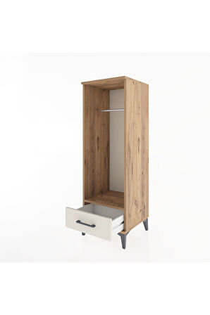 Hyperion Dolap Tek Raflı Tek Çekmeceli Tek Askılı 44x44x134 Çam-Aytaşı