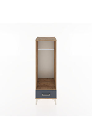 Hyperion Dolap Tek Raflı Tek Çekmeceli Tek Askılı 44x44x134 Çam-Antrasit