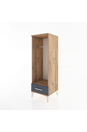 Hyperion Dolap Tek Raflı Tek Çekmeceli Tek Askılı 44x44x134 Çam-Antrasit