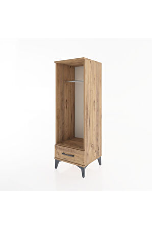 Hyperion Dolap Tek Raflı Tek Çekmeceli Tek Askılı 44x44x134 Çam-Çam