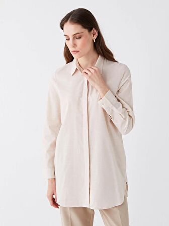 Düz Uzun Kollu Kadın Gömlek Tunik