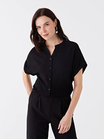 Düz Kısa Kollu Kadın Gömlek