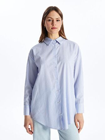 Çizgili Uzun Kollu Kadın Gömlek Tunik