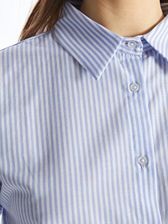 Çizgili Uzun Kollu Kadın Gömlek Tunik