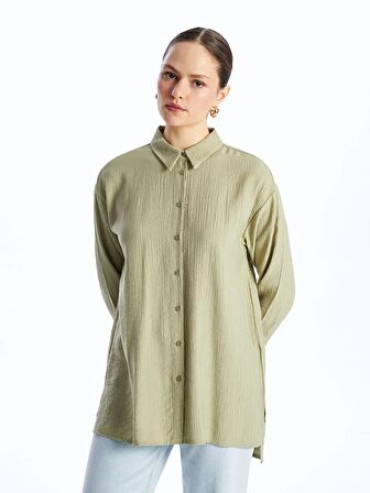 Düz Uzun Kollu Oversize Kadın Gömlek Tunik