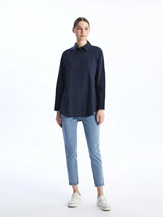 Düz Uzun Kollu Oversize Kadın Gömlek Tunik