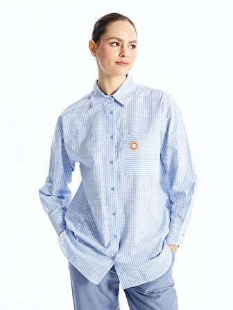 Çizgili Oversize Kadın Gömlek Tunik