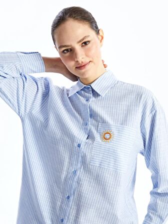 Çizgili Oversize Kadın Gömlek Tunik