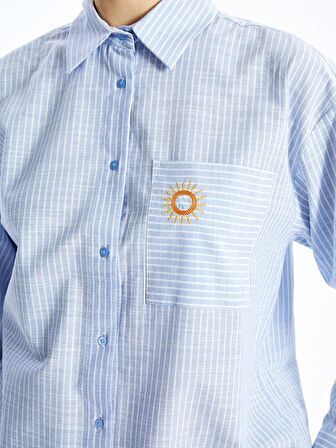Çizgili Oversize Kadın Gömlek Tunik