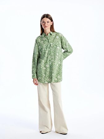 Desenli Uzun Kollu Oversize Kadın Gömlek Tunik