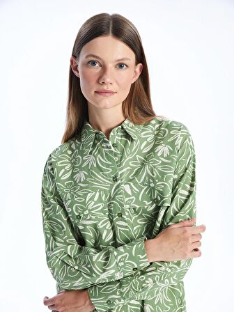 Desenli Uzun Kollu Oversize Kadın Gömlek Tunik