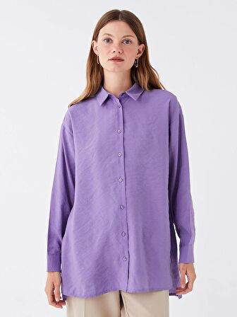 Düz Uzun Kollu Oversize Kadın Gömlek Tunik