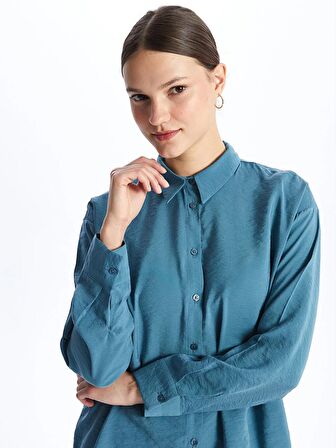 Düz Uzun Kollu Oversize Kadın Gömlek Tunik