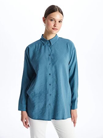 Düz Uzun Kollu Oversize Kadın Gömlek Tunik