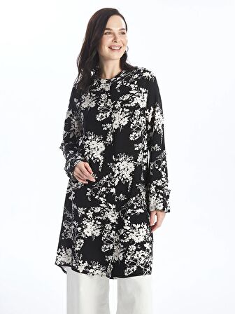 Bisiklet Yaka Desenli Kadın Gömlek Tunik