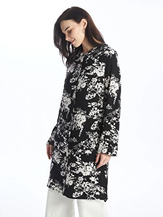 Bisiklet Yaka Desenli Kadın Gömlek Tunik