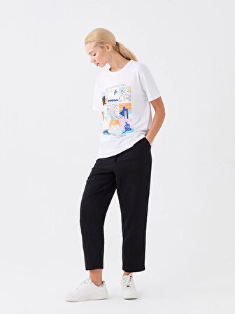 Beli Lastikli Rahat Kalıp Müslin Kadın Pantolon