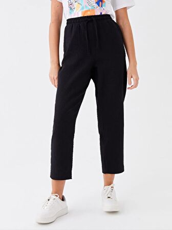 Beli Lastikli Rahat Kalıp Müslin Kadın Pantolon