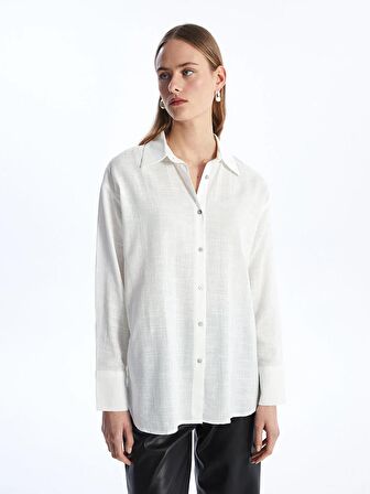 Düz Uzun Kollu Oversize Kadın Gömlek