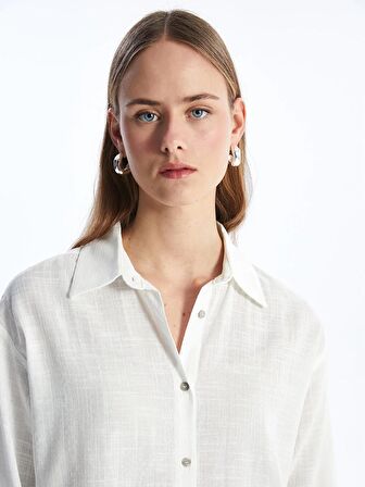 Düz Uzun Kollu Oversize Kadın Gömlek