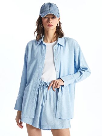 Düz Uzun Kollu Oversize Kadın Gömlek