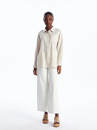 Düz Uzun Kollu Oversize Kadın Gömlek