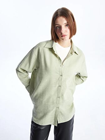 Düz Uzun Kollu Oversize Kadın Gömlek