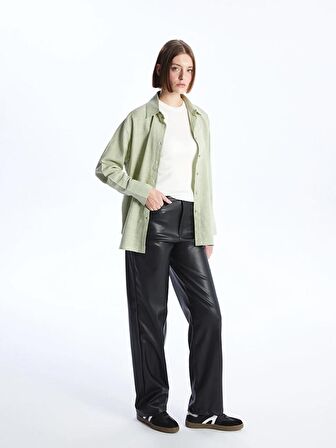 Düz Uzun Kollu Oversize Kadın Gömlek