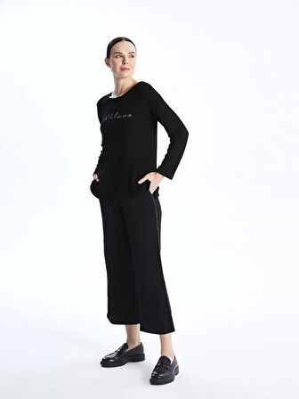 Beli Lastikli Düz Geniş Paça Kadın Pantolon