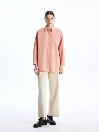 Düz Uzun Kollu Poplin Kadın Gömlek Tunik