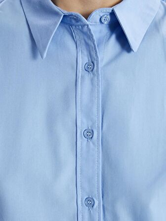 Düz Uzun Kollu Poplin Kadın Gömlek Tunik