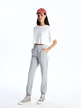 Kadın Beli Lastikli Düz Jogger Eşofman Altı