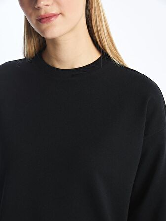 Bisiklet Yaka Düz Uzun Kollu Kadın Sweatshirt Tunik