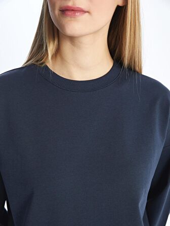 Bisiklet Yaka Düz Uzun Kollu Kadın Sweatshirt Tunik