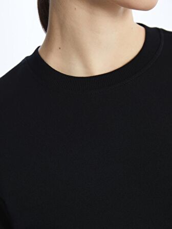 Bisiklet Yaka Düz Uzun Kollu Kadın Sweatshirt Tunik