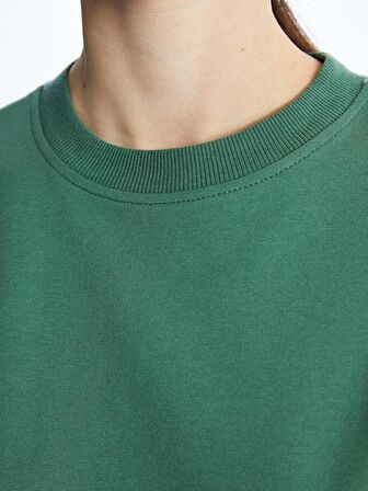 Bisiklet Yaka Düz Uzun Kollu Kadın Sweatshirt Tunik