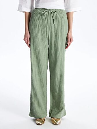 Beli Lastikli Geniş Paça Kadın Pantolon