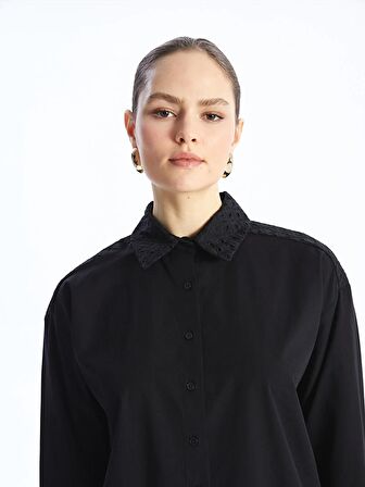 Nakışlı Uzun Kollu Oversize Kadın Gömlek Tunik