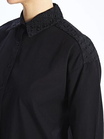 Nakışlı Uzun Kollu Oversize Kadın Gömlek Tunik