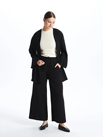 Beli Lastikli Rahat Kalıp Müslin Kadın Pantolon