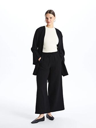 Beli Lastikli Rahat Kalıp Müslin Kadın Pantolon