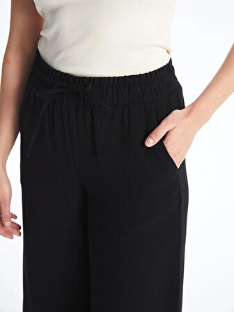 Beli Lastikli Rahat Kalıp Müslin Kadın Pantolon