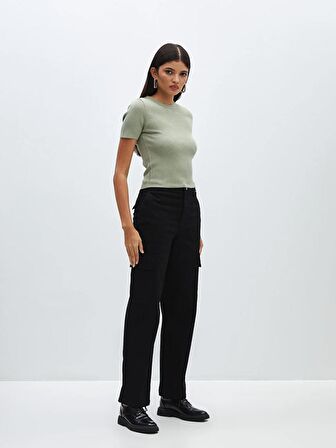 Standart Fit Gabardin Kadın Kargo Pantolon