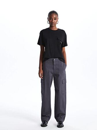 Standart Fit Gabardin Kadın Kargo Pantolon