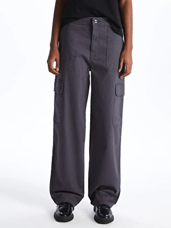 Standart Fit Gabardin Kadın Kargo Pantolon