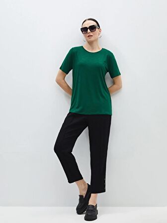 Kadın Beli Lastikli Havuç Kesim Düz Pantolon