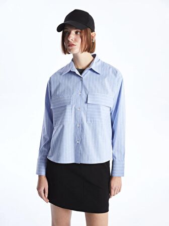 Çizgili Uzun Kollu Kadın Gömlek