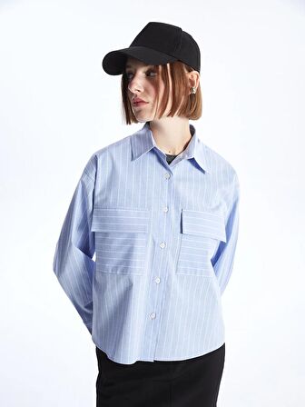 Çizgili Uzun Kollu Kadın Gömlek